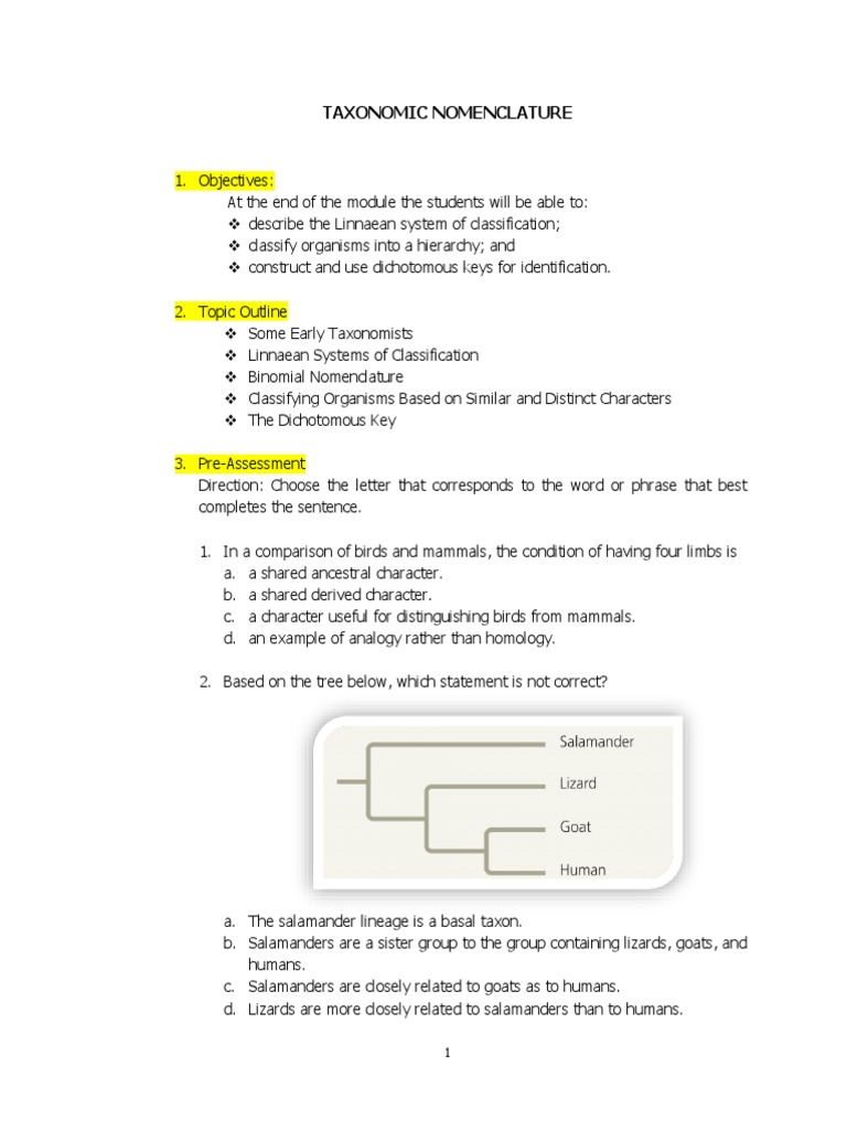 Linnaean Classification and Nomenclature | PDF | Taxonomy (Biology ...