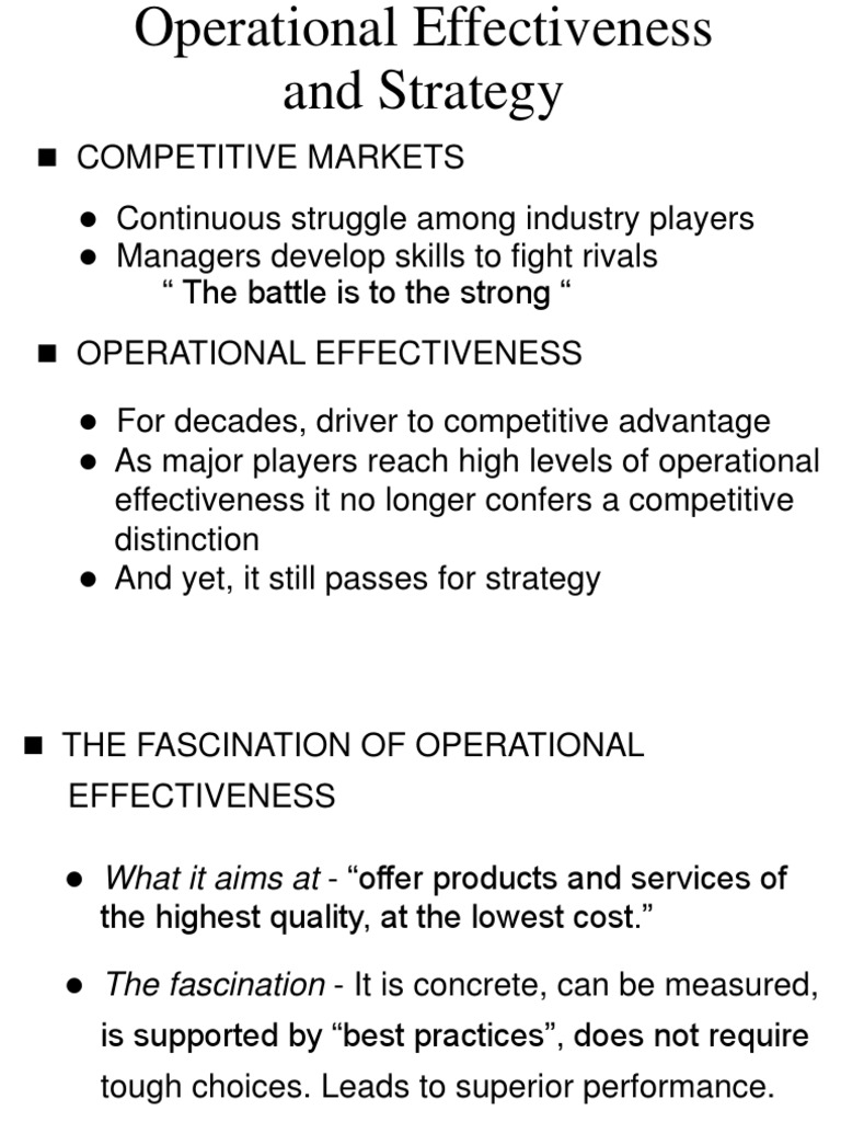 Operational Effectiveness vs Strategy | PDF | Competitive Advantage ...