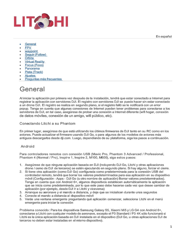 Manual Litchi Espaol22 PDF | PDF | Ios | Sistema de Posicionamiento Global