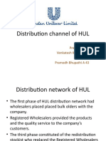 Distribution Channel of HUL: Presented by Venkatesh Kumar A 36 Ranjit PS Pramodh Bhupathi A 43