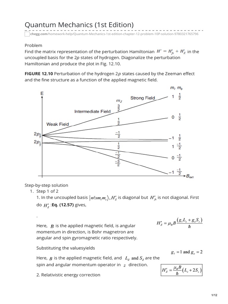 Quantum Mechanics 1st Edition | PDF | Perturbation Theory (Quantum ...