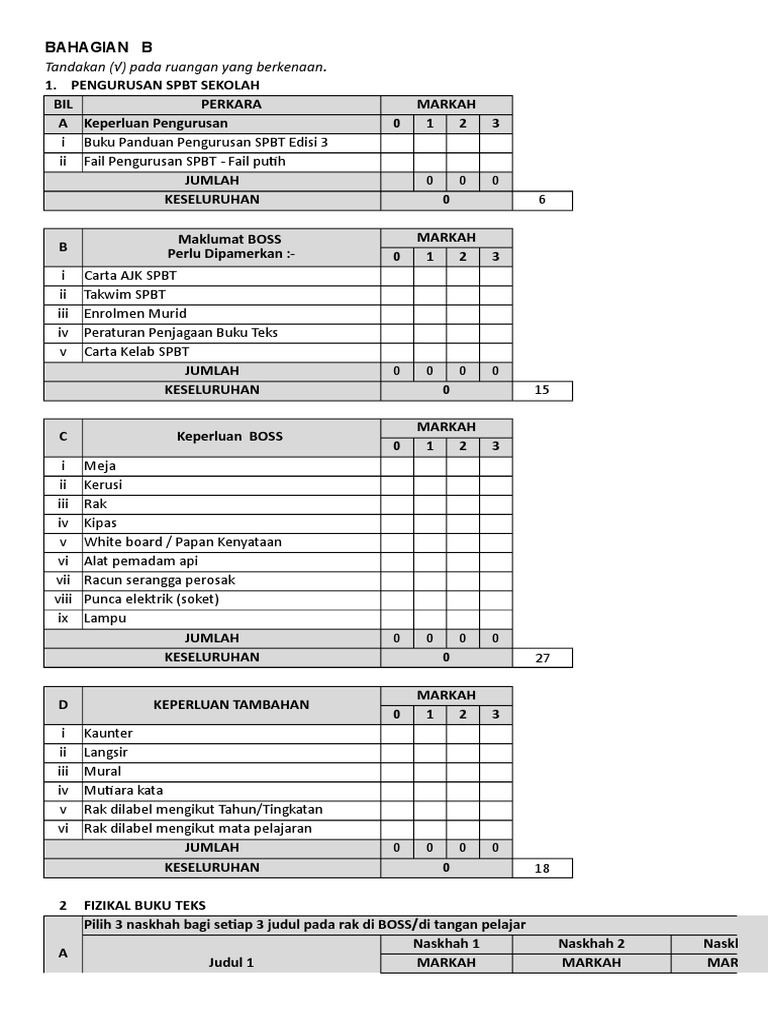 Instrumen Pemantauan SPBT 2017 | PDF
