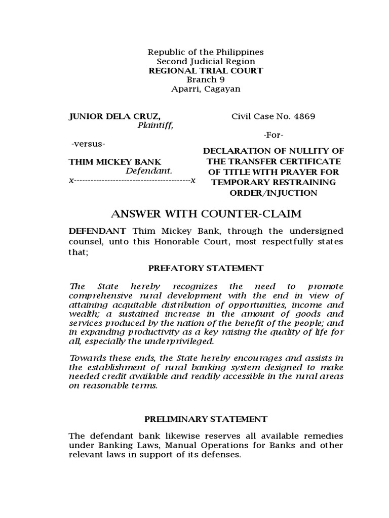 Answer Legal Forms | PDF | Foreclosure | Mortgage Law
