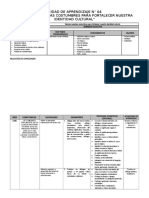Unidad de Aprendizaje #04 "Valores Nuestras Costumbres para Fortalecer Nuestra Identidad Cultural"