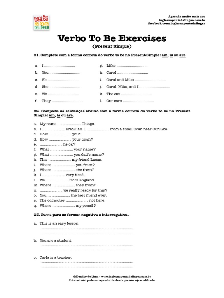 Exercice Be + Ing Présent Simple