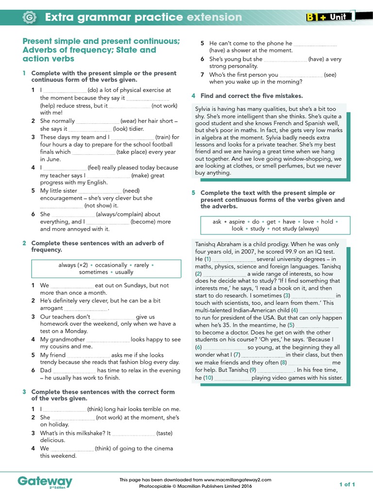 B1+ UNIT 1 Extra grammar practice extension Learning Linguistics