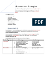 Business Studies Notes - Human Resources Strategies