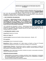 Comunicado de Abertura de Processo Seletivo DF Ajudante-De-Cozinha