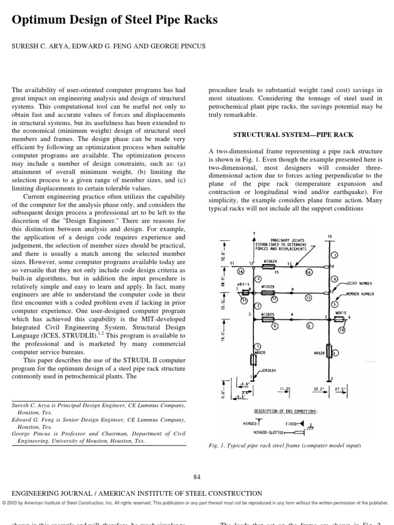 Pipe Racks PDF Mathematical Optimization Bending