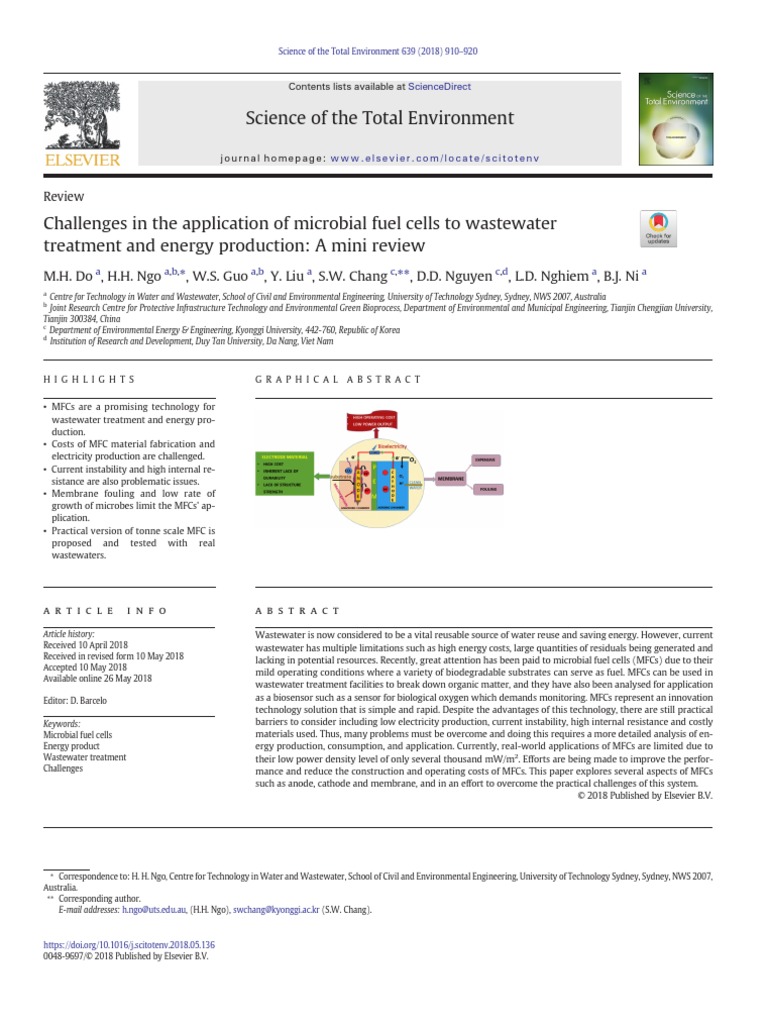 Challenges in The Application of Microbial Fuel Cells To Wastewater ...
