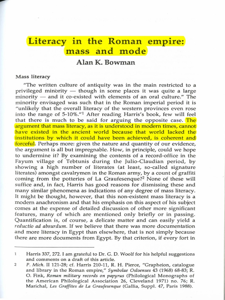 Literacy Rates in the Roman Empire | PDF | Palaeography | Literacy