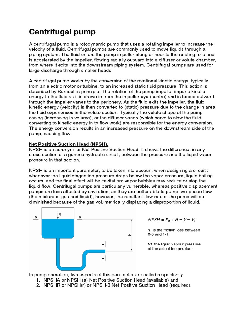 Centrifugal Pump Net Positive Suction Head (NPSH) PDF Pump Transparent Materials