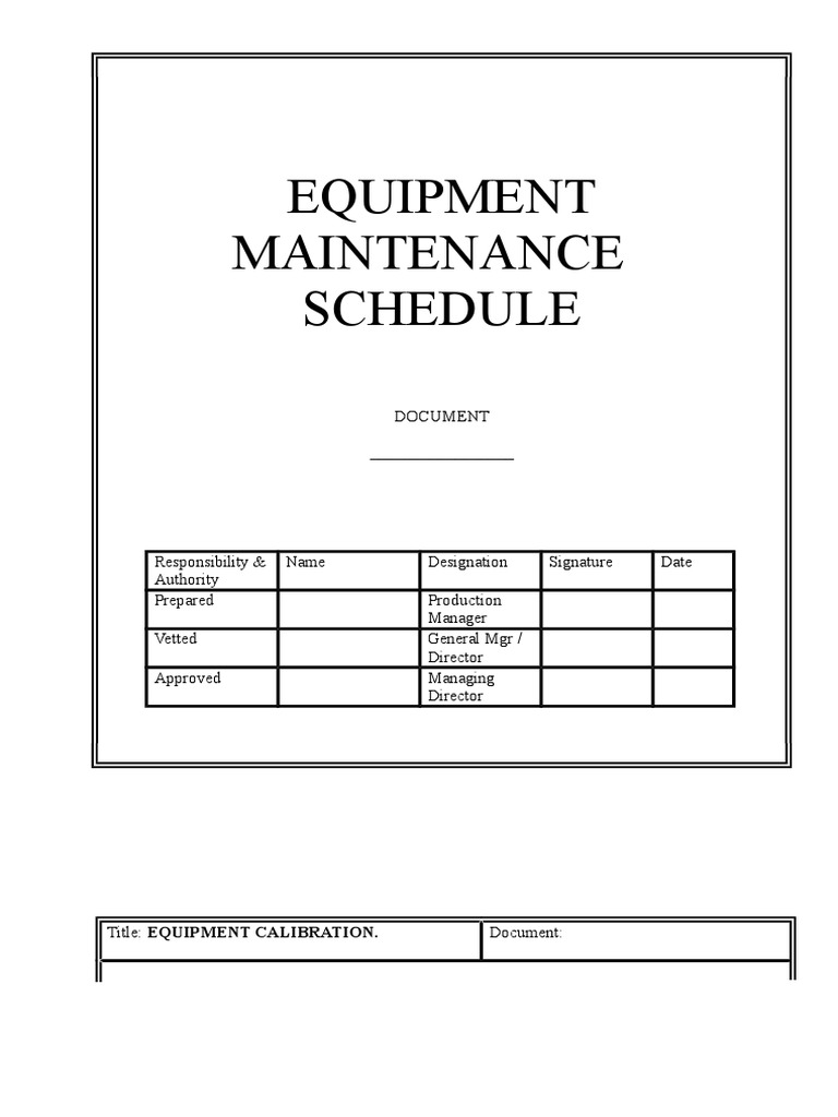 Maintenance Schedule Format PDF Bearing (Mechanical) Transmission
