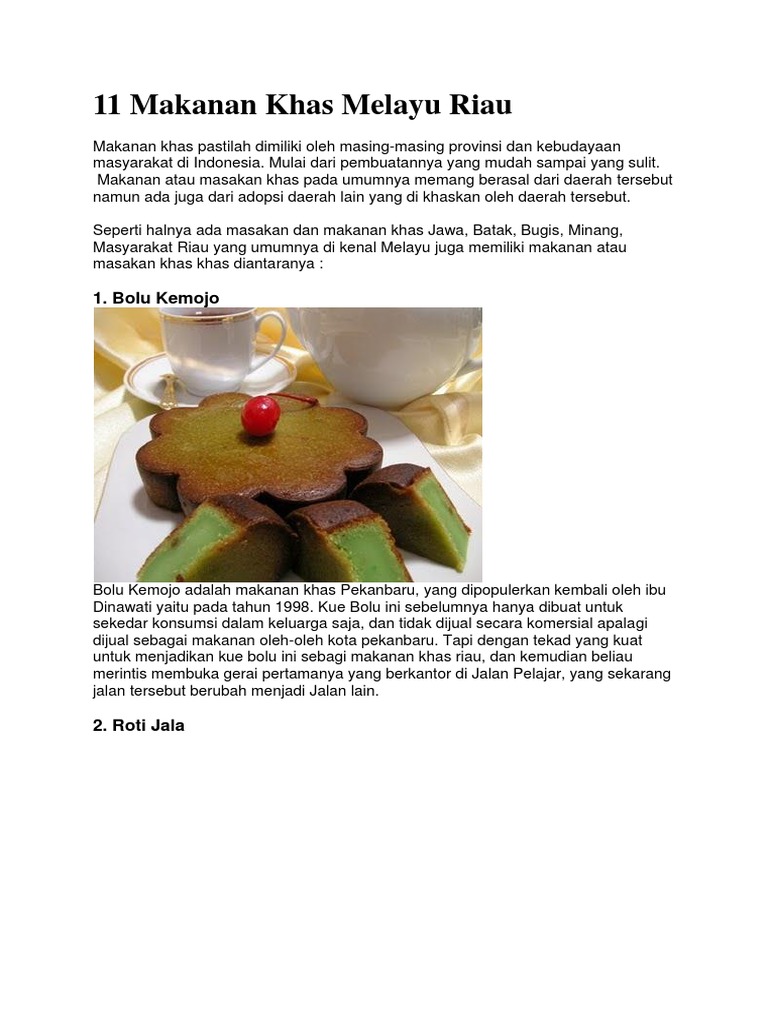 11 Makanan Khas Melayu Riau Pdf