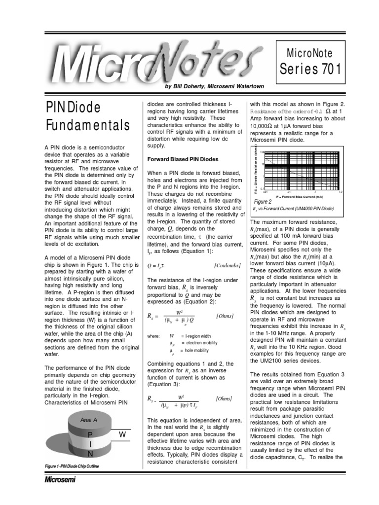 Pin Diode Basics PDF | PDF | Diode | Capacitor