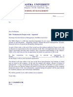 SASTRA University MBA Project Permission Request