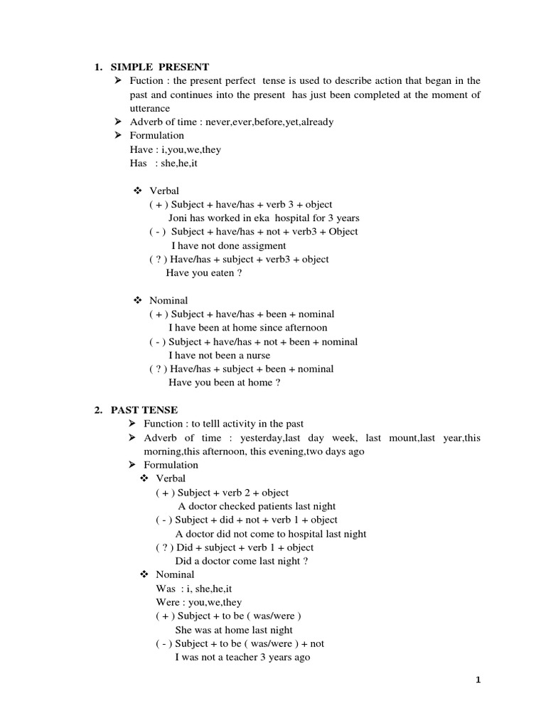 Present Tense Overview and Examples | PDF | Verb | Grammatical Tense