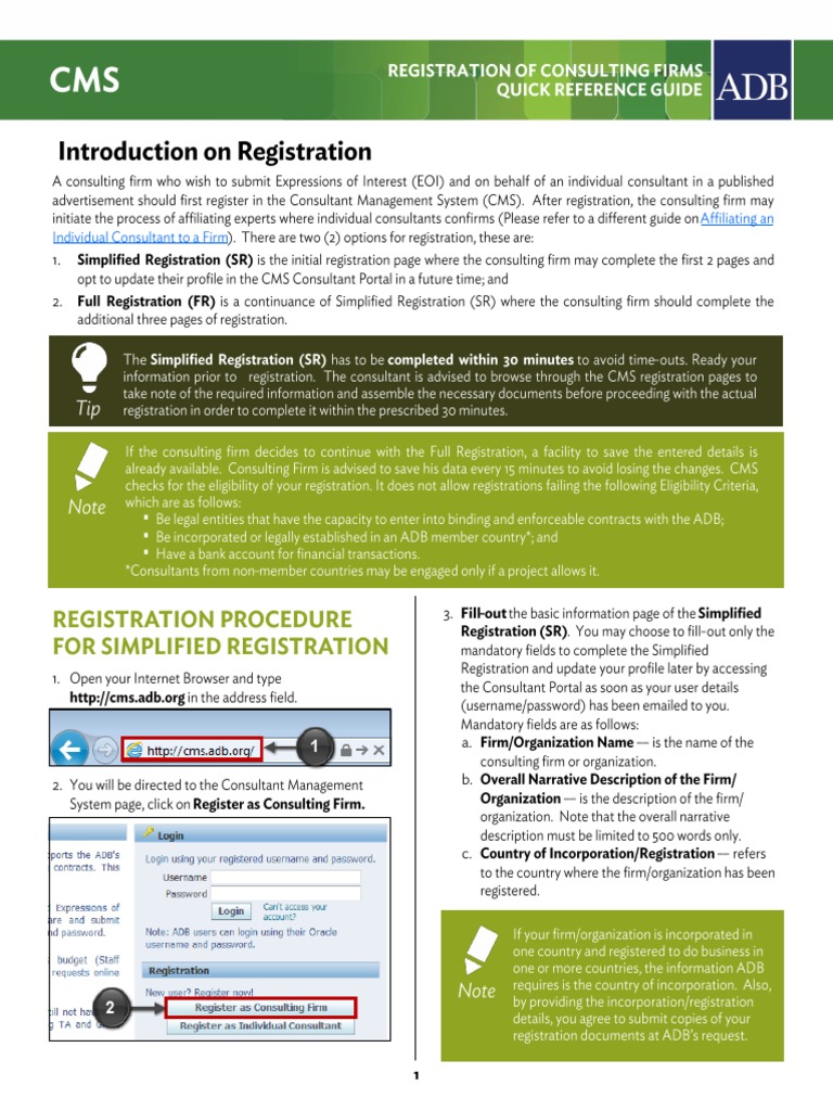 CMS Registration for Consulting Firms | PDF