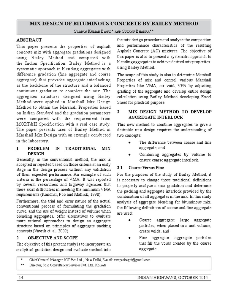 Bituminous Concrete Mix Design Using Bailey | PDF | Construction ...