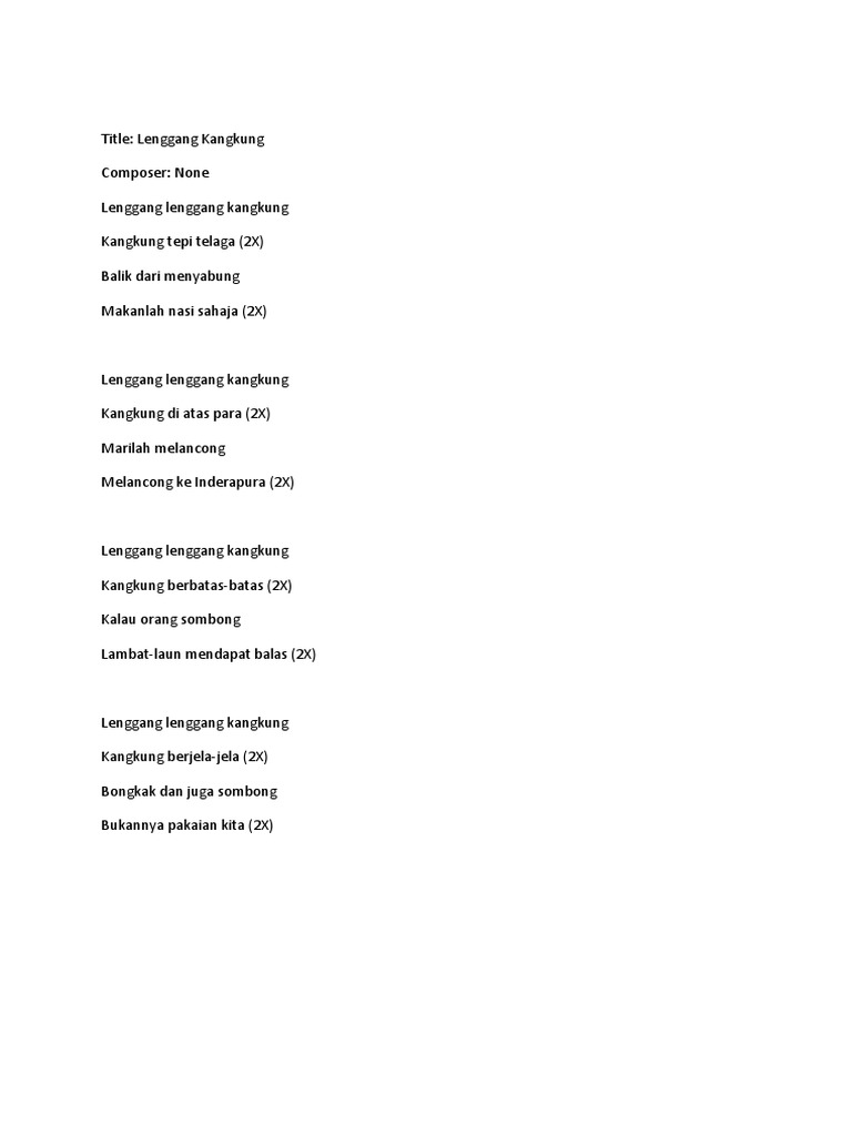 Lirik Lenggang Kangkung Pdf