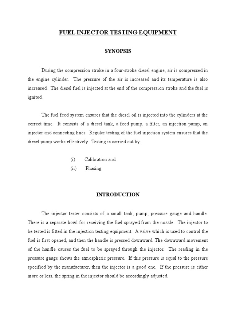 Diesel Fuel Injector Testing Guide | PDF | Fuel Injection | Diesel Engine