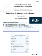 English - Ordinary Level - Paper 2: Coimisiún Na Scrúduithe Stáit State Examinations Commission