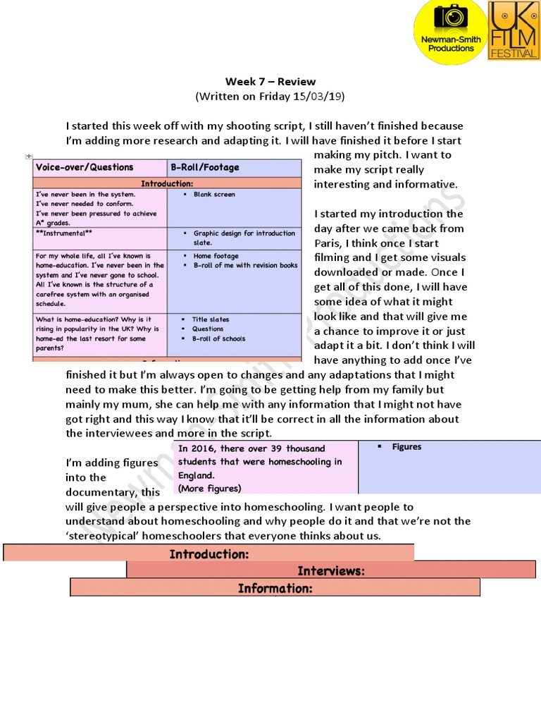 Homeschooling Documentary Script Review | PDF