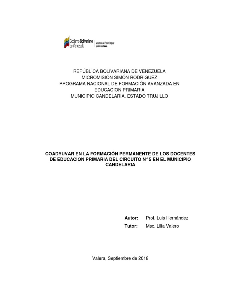 Teg Coadyuvar en La Formacion Permanente | PDF | Educación primaria ...