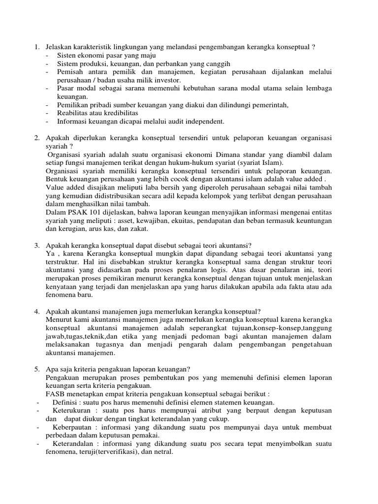 Soal Teori Akuntansi Bab 6 Kerangka Konseptual Pdf