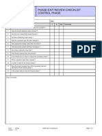 Control Phase Exit Review Checklist