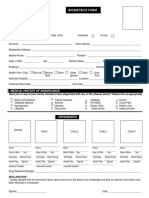 Biometrics Form: Medical History of Significance