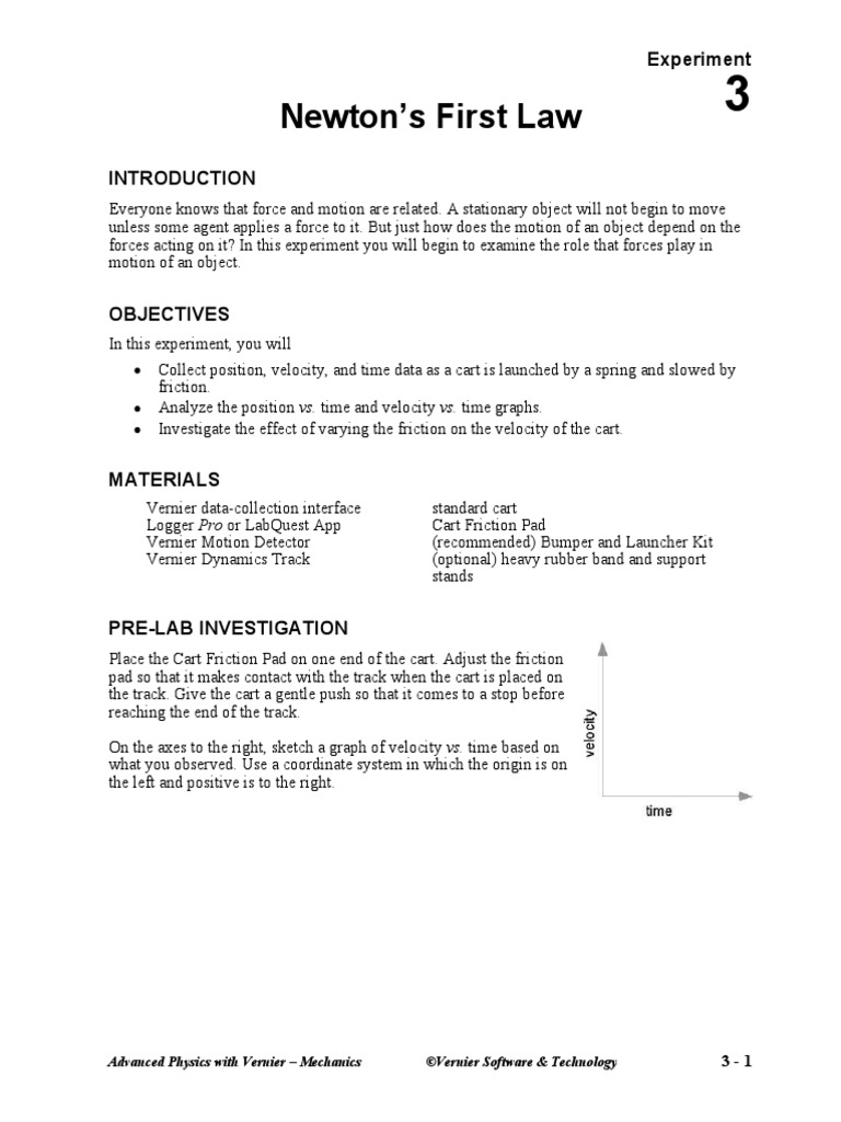 Experiment 3 Newton S First Law Pdf Pdf Friction Force