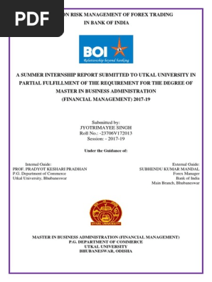Summer Internship Project Report Forex Docx Foreign Exchange - 