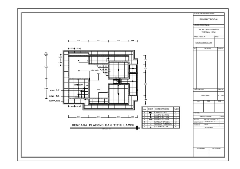 Rencana Denah Plafon dan Lampu | PDF