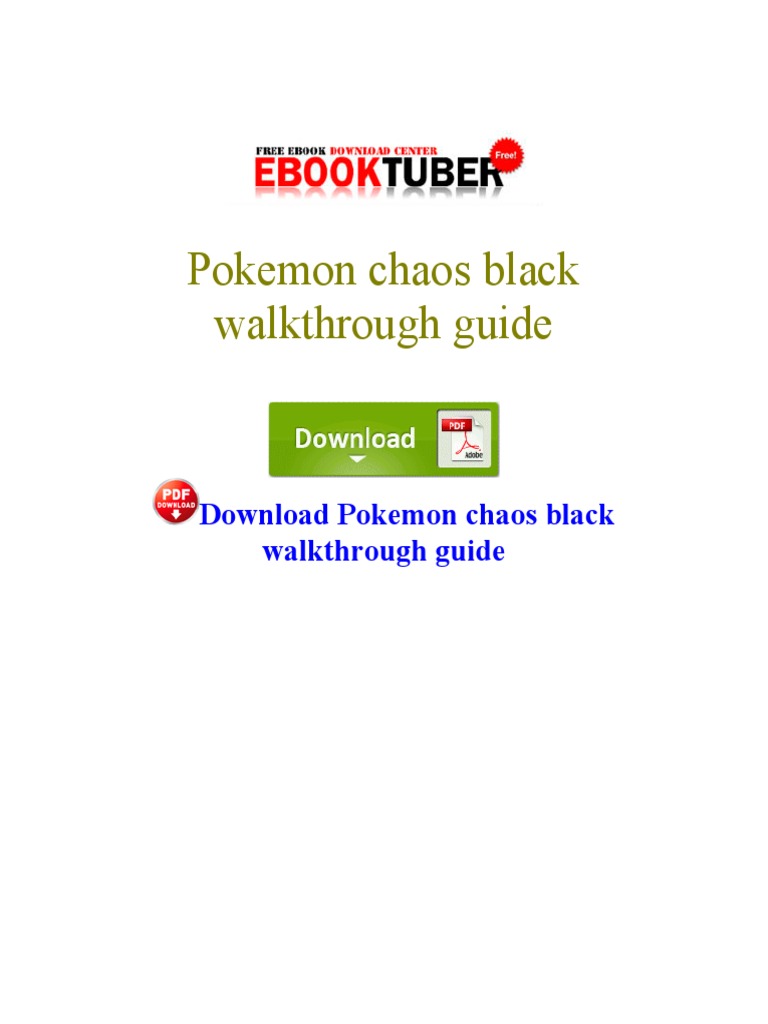 Pokemon Chaos Black Walkthrough Guide PDF Microsoft Windows