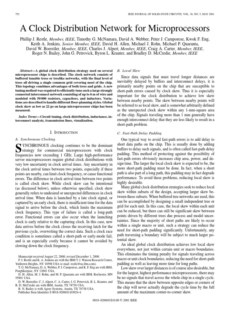 A Clock Distribution Network For Microprocessors B. Local Skew PDF Integrated Circuit