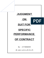 Judgment ON Suit For Specific Performance of Contract: By: A P Randhir (B. Com, LL.B, LL.M, D.L.P)