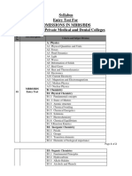 Syllabus Entry Test For Admissions in Mbbs/Bds in Public and Private Medical and Dental Colleges