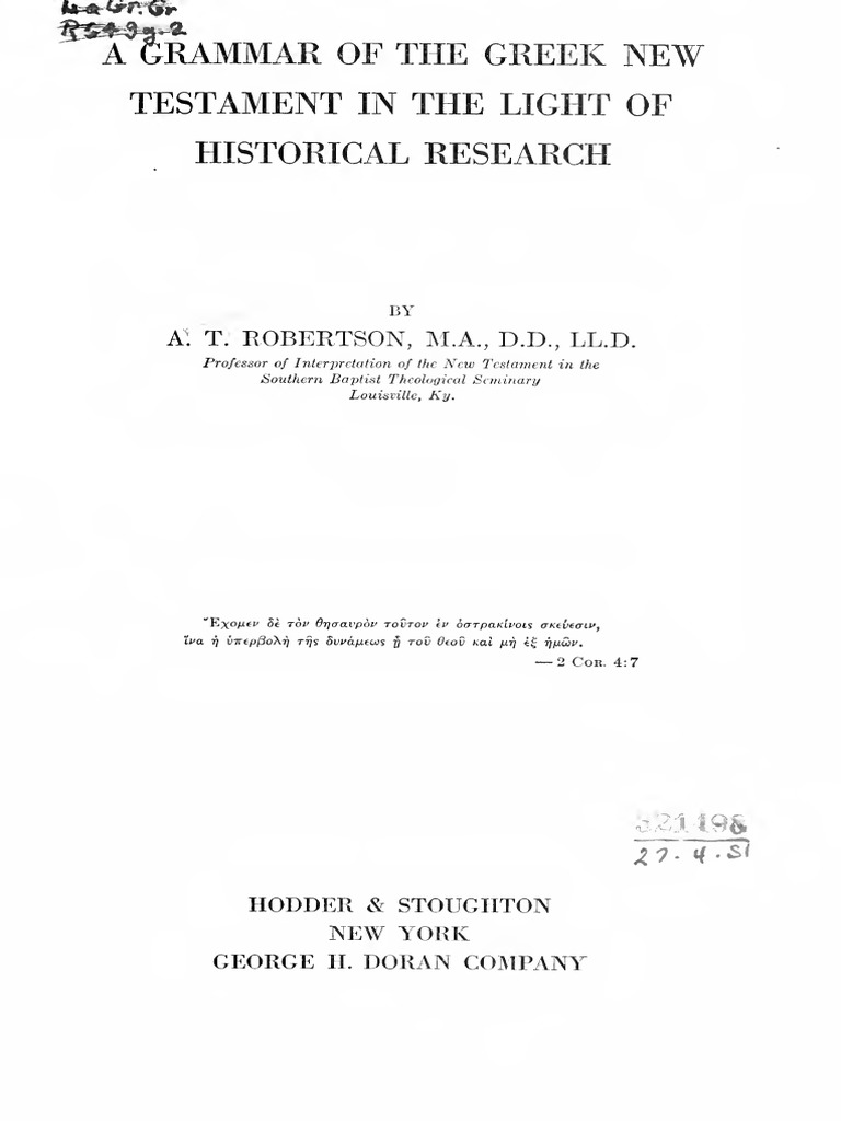 GramMmar Greek New Testament FULL PDF | PDF | Philology | Language.