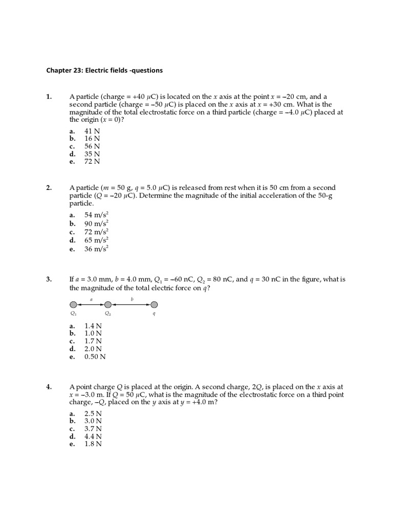 Ch 23 Questions With Answers Electric Field Electrostatics