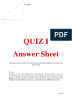 Quiz I - Answer Sheet