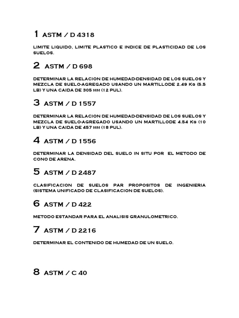 Indice de Normas Astm | PDF | Hormigón | Materiales