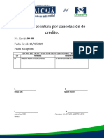 Envi Ó de Escritura Por Cancelación de CR Édito