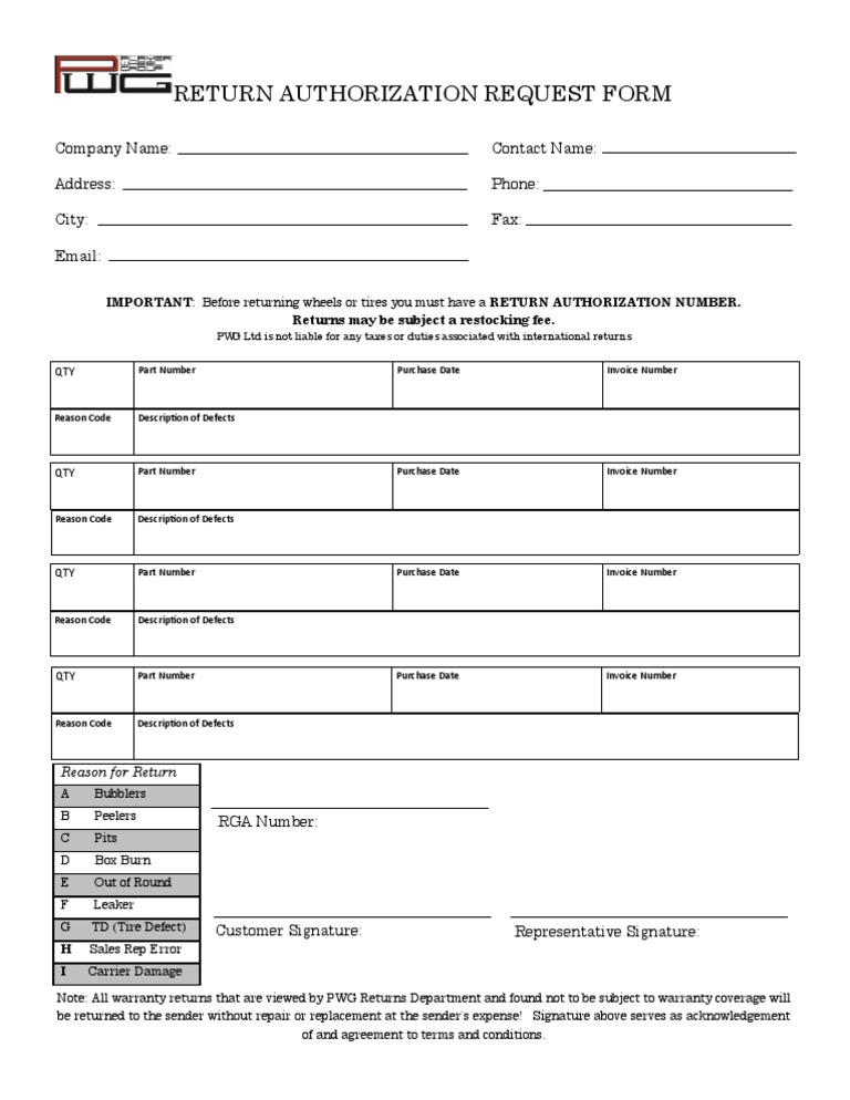 Black Friday Return Authorization Form | PDF
