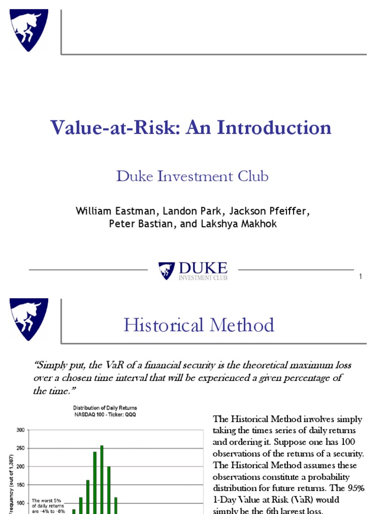 Value-at-Risk Explained: Methods, Applications and Limitations | PDF ...