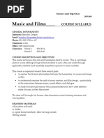 Music and Films: Course Syllabus