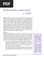 Faire Une Revue de Littérature - Pourquoi Et Comment