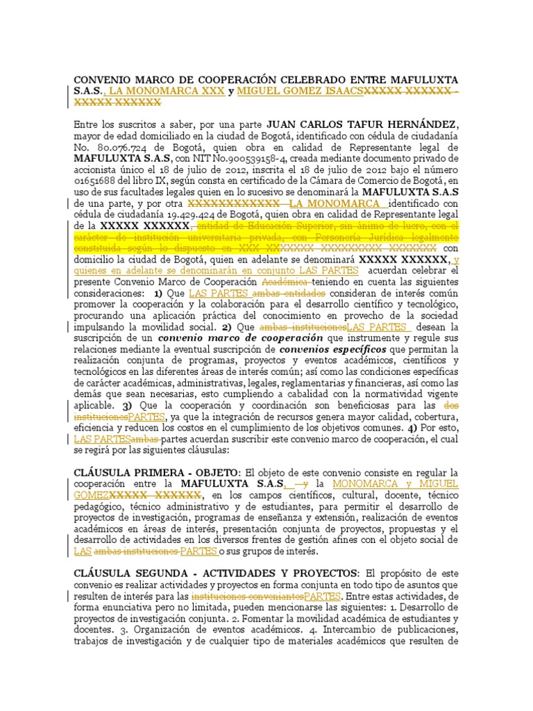 Convenio Marco de Cooperación | PDF | Cooperación | Institución