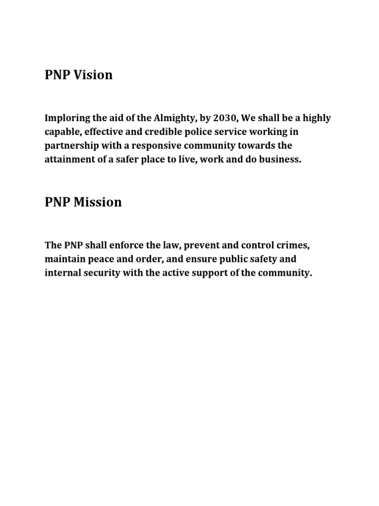 PNP Vision and Mission PDF