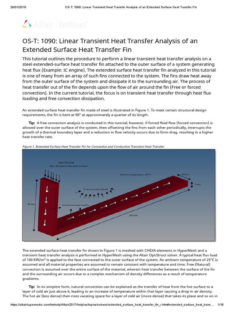 Linear Transient Heat Transfer Analysis of an Extended Surface Heat Transfer Fin A Tutorial on